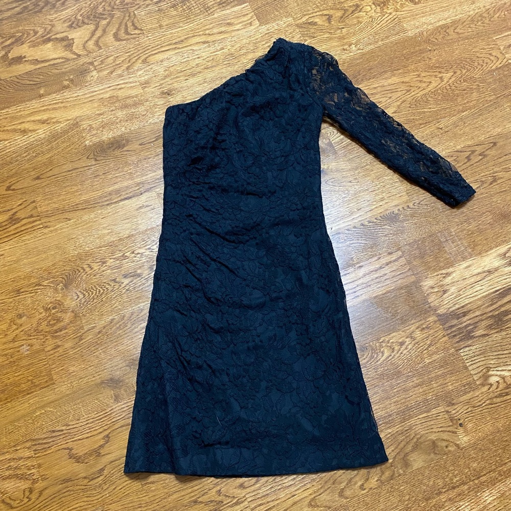 Express Black Lace One Shoulder Dress